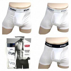 Levi's Men’s Underwear Boxer Brief 3 Pack White Cotton 0583 37453 Size Stretch